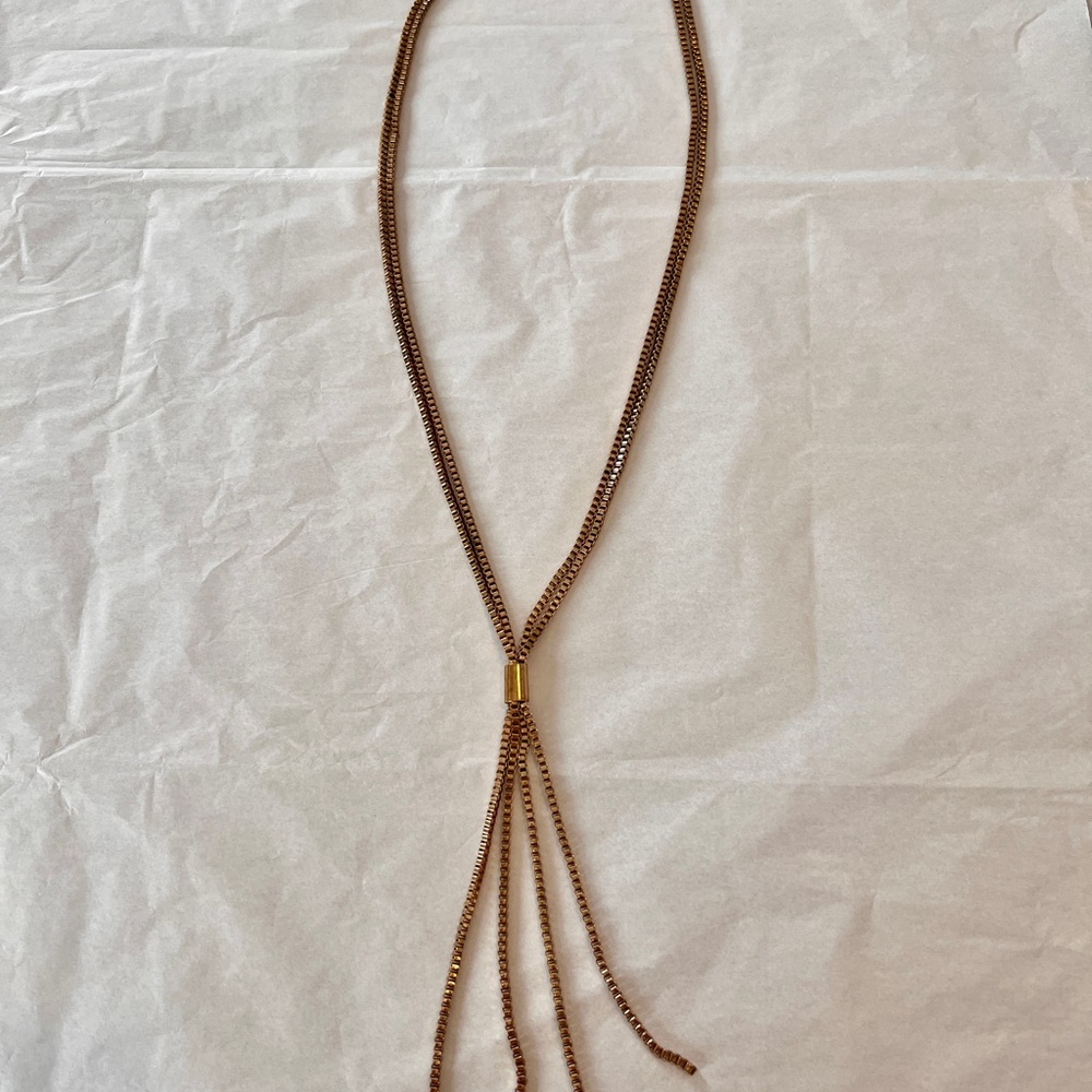 Gold-Tone Necklace with Tassel Drops